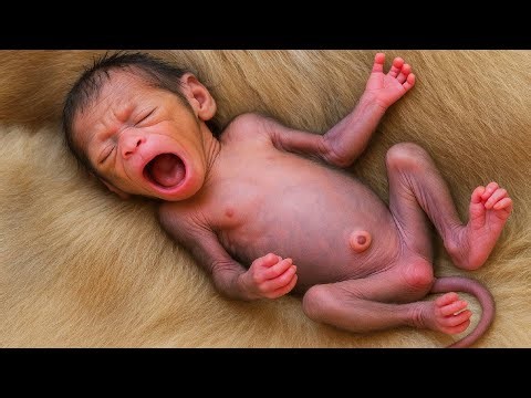 Aww! Baby Monkey Carefully Walking Step by Step 🥹