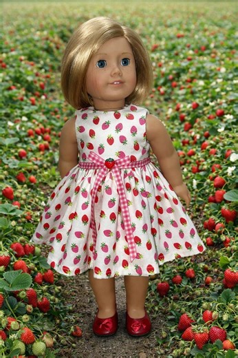 Strawberry Doll Dress for 18 Inch Dolls – Handmade Cotton Summer Dress With Bow – Fits American Girl Dolls - Etsy