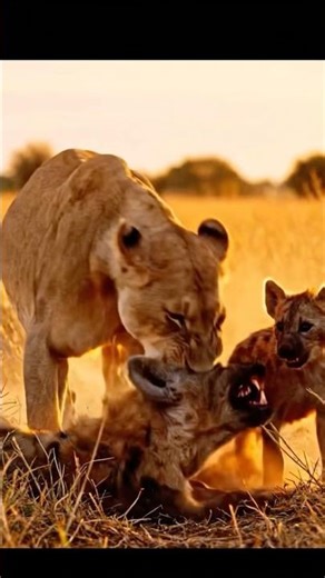 MOMENT OF TRUTH! Lioness vs Hyena Fight at Sunset | Breathtaking Wildlife Action
