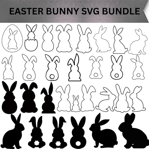 Easter Bunny Outline SVG Bundle, Rabbit Face Cut File (digital Download) - Etsy