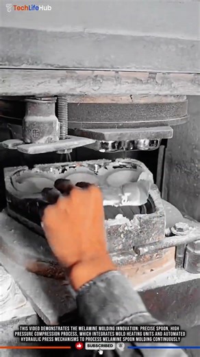 Melamine Molding Innovation: Precise Spoon, High Pressure Compression Process #tech