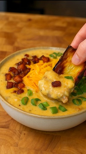 Loaded potato soup with crispy potato skins 🥔🥣🔥 What you’ll need: 🥔 Baked potatoes (plus crispy skins!) 🧅 Onion & celery 🧈 Vegan butter flour 🥛 Veg broth vegan cream 🧀 Vegan cheddar 🌶 Smoked paprika, garlic & onion powder 🌱 Spring onion, vegan sour cream, crispy tofu/vegan bacon for topping Bake potatoes, scoop & crisp the skins. Sauté onion & celery, add butter, flour, spices, broth & cream. Stir in potato, simmer, melt in cheddar, then serve topped with all the goodies those crispy s