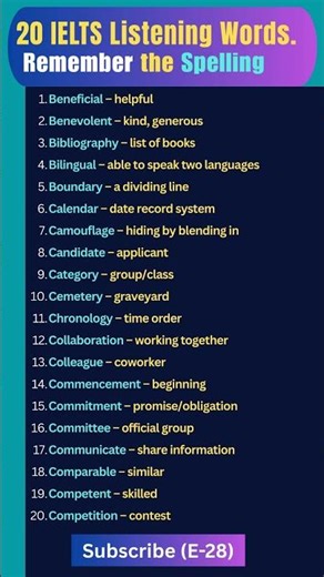 🔥20 Commonly Misspelled English Words | Improve Writing & Spelling! #ieltspreparation #spelling