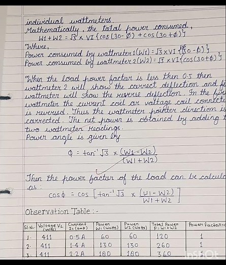 Measurement of Power in 3-Phase Circuit by two Wattmeter method and Power Factor for Star and Delta.