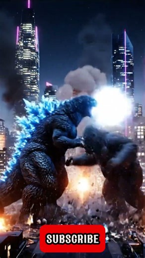 Godzilla vs Kong Fight Scene in City #aishort #movie #film #cinematicedit #monsterverse