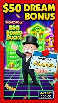 DREAM $50 BONUS 🎲 MY BIGGEST WIN 🎰 on Monopoly Big Board Bucks #slots #casino #gambling #monopoly