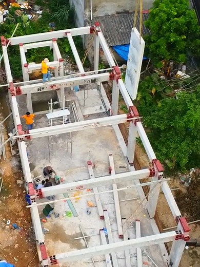 Hoàn thiện 1 tầng chỉ mất 4-5 ngày với giải pháp nhà lắp ghép bê tông đúc sẵn #nhalapghep #Spangroup #xaydungtrongoi