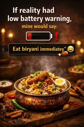 Low Battery = Eat Biryani 🍗😂