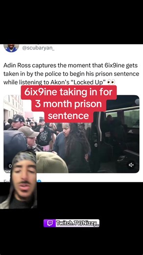 Adin Ross captures 6ix9ine taken into bg police to begin his 3 month prison sentence #6ix9ine #adinross #viral