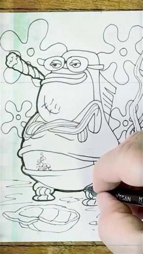 How to draw Spongebob’s Flats the FlounderOwning it 3 #art #drawing #ink #drawing #spongebob