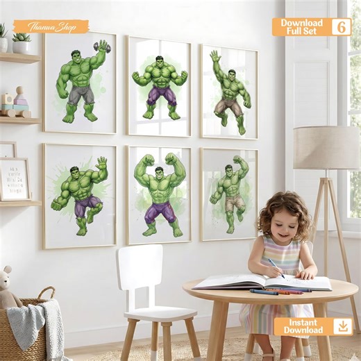 Hulk Wall Art Set of 6, Superhero Kids Room Decor, Instant Download - Etsy