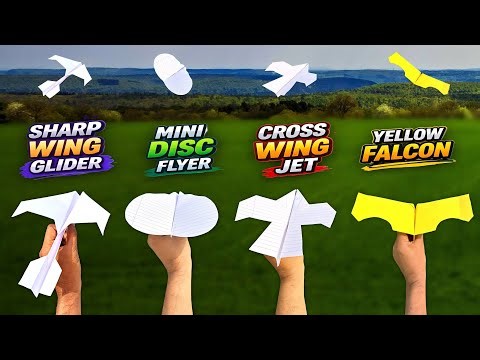 new 4 flying different plane, sharp wing glider, mini disc, flying yellow, cross wing jet, all flyng