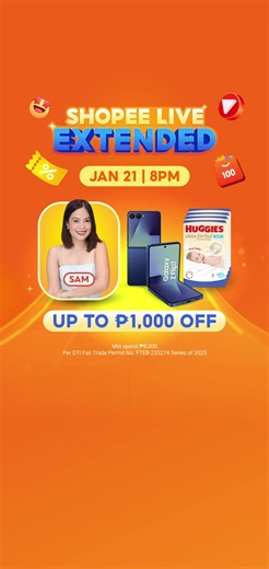 Shopping before the day ends? Why not! Tutok na sa 🍊Shopee Live Extended🍊 happening right now 👉https://shopee.ph/ShopeeLiveEXTENDED Get up to 🥳200 OFF VOUCHERS and 🥳20,000 SHOPEE COINS | Shopee