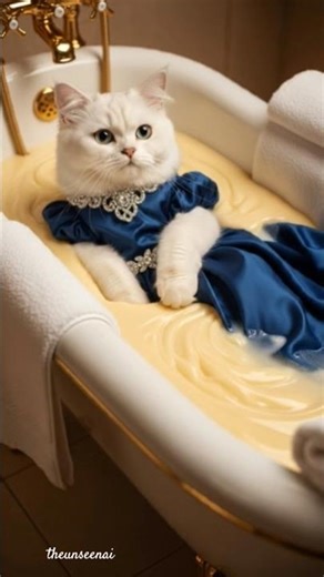 cat taking bath in mishti doi. #shorts #DreamScreenAI #short #animation #cat #ai #viral #love #cats