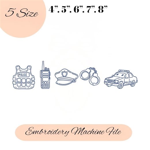 Police Icons Machine Embroidery File, Patrol Officer Digiatl, Instant Download - Etsy UK