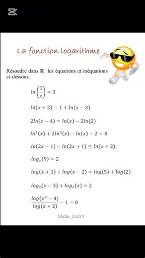 Résolution d'équations et inéquations comportant la fonction logarithme