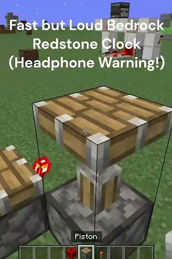 Obnoxiously Loud but Fast Bedrock Redstone Clock in Minecraft