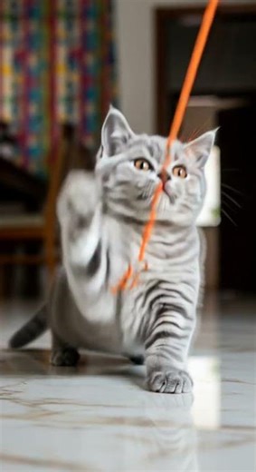My Cat Can’t Stop Playing With This Rope 😻🎉 Watch the cutest game #catlover #petfun #cutecats