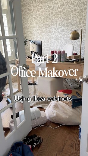 ⸻ Part two of my office makeover! ✨ Used IKEA SEKTION cabinets in the 15” depth (so we didn’t block the window 👏) and got creative — flipped bookcases, trimmed the bases, and built a custom rail support. My unpaid employee 🤪 helped me get everything secured, and now the butcher block countertop is trimmed, stained, and ready to go! Next up: paint! 🎨 Any guesses on the color? 👀 Stay tuned for part three — the transformation’s about to get good! #OfficeMakeover #RavenwoodRestored #IKEAHack #Ho