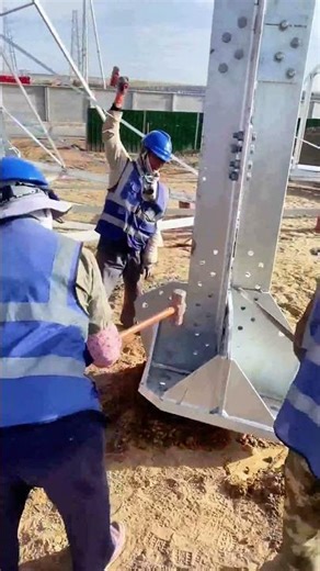 The installation process of power transmission towers