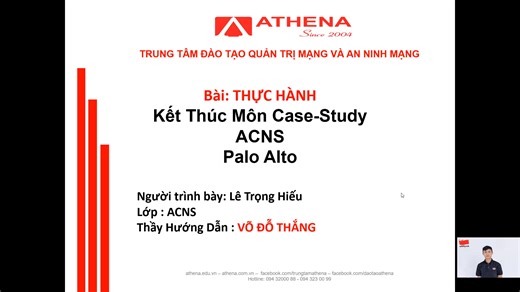 Hướng dẫn thưc hành cấu hình Firewall trong chương trình đào tạo chuyên gia an ninh mạng AN2S . 🎯 Lộ trình đào tạo CHUYÊN GIA AN NINH MẠNG – AN2S (Athena Network Security Specialist) dành cho người mới bắt đầu: 🔐 Hacker Mũ Trắng – AEH (Athena Ethical Hacker) 🔐 Bảo mật mạng – ACNS 🔐 Endpoint Security 🔐 Athena Firewall Master – AFM 🔐 Athena Data Security – ADS 🔐 An ninh Thương mại điện tử 🤖 AI & AI Security – Trí tuệ nhân tạo & an ninh AI ⚖️ Luật An Ninh Mạng 📢 Xử lý khủng hoảng truyền th