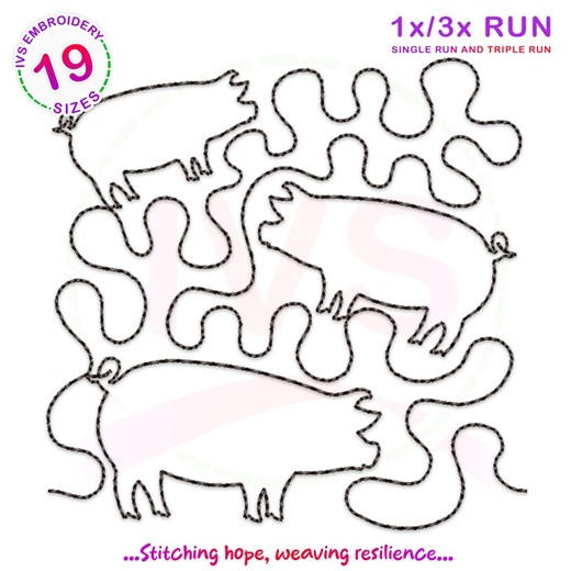 Pig Farm Quilt Embroidery Design: Machine Embroidery Block (digital Download) - Etsy