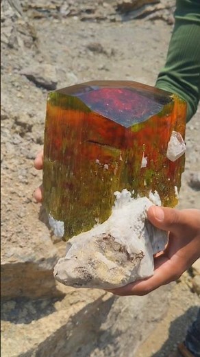 OMG 😱 Giant Watermelon Tourmaline Crystal Found in Ancient Rock 💎 Rare Gemstone Discovery!