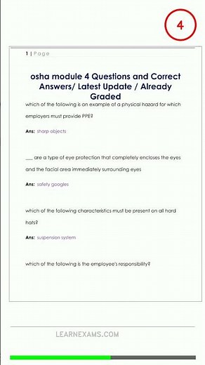 Osha Module 4 Questions And Correct Answers Latest
