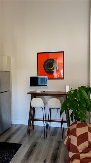 Cleve on Instagram: "coffee bar upgrade and cafe wall art added to my kitchen. now my cafe-style kitchen setup is complete ☕️ practicing latte art rn ⠀⠀⠀⠀⠀ ⠀⠀⠀⠀ #coffeebar #kitchendesign #interiordesign #homedecor #apartmentdecor"