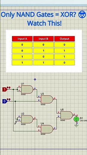 XOR Gate Using Only NAND Gates 😱 #digitalelectronics #electronicsproject #engineering #proteus