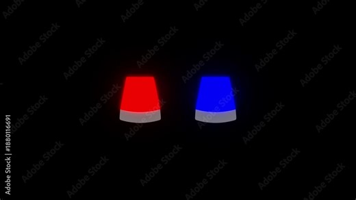 Emergency siren light animation, police and alert beacon. Flashing warning signal for accident response and security situation. Safety indicator element for emergency service and system alert