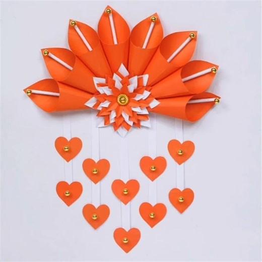 Paper Wall Decor Idea 😍🎊 #diy #papercraft #handmade #homedecor