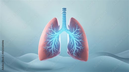 Healthy human lung anatomy with glowing bronchial tree airway trachea respiratory system lung