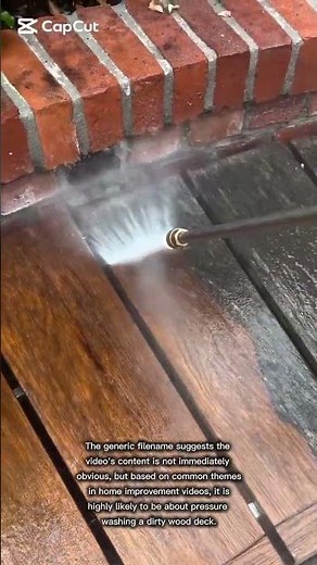 pressure washing a dirty wood deck.