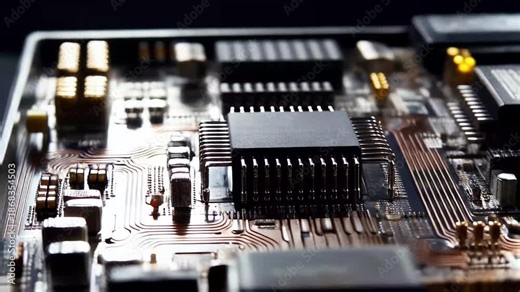 Circuit board design process in an electronics lab setting showcasing components and connections at close range