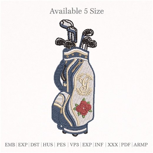 Golf Bag Embroidery Design, Vintage Golf Clubs Embroidery File With Monogram, Golf Lover Gift Design PES DST EXP Instant Download - Etsy