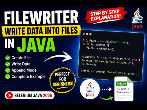 418. Writing data into files using FileWriter in Java (Selenium Java 2026)