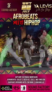 2.2K views · 18 reactions | This Saturday 22.07. @ Sound Factory AfroBeats meets Hip Hop YA LEVIS live on stage. AfroBeats / Hip Hop  Address: Sound-Factory Hery Park 2000 86368 Gersthofen. Start: 11pm  @djpaolomontagni @sa1bou @kokonelle @dj_zee_reloaded @dj.celly @dj_ozzi_o @mcenglishofficial Music-Dancing-Partying-Drinking  All Night Long #cantwait Get your tickets now and BE READY! | Afro Passion | Facebook
