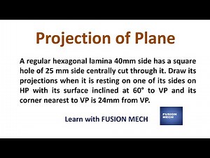 Projection of Hexagonal Lamina with Square Hole | Inclined to VP | Engineering Drawing Tutorial