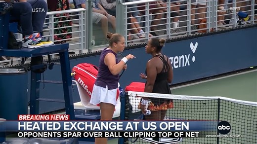 After American Taylor Townsend defeated Jelena Ostapenko of Latvia at the U.S. Open, they had a heated on-court exchange where Townsend said Ostapenko told her she has "no class" and "no education." Ostapenko denied racism accusations. Matt Rivers reports. https://abcnews.link/LLYw40X | ABC World News Tonight with David Muir