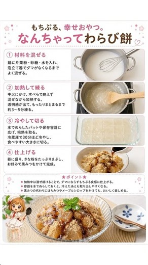ぷるん、もちっ、つるん。片栗粉で作る、ひんやり幸せのなんちゃってわらび餅。
