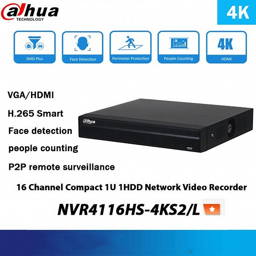 [Hot Item] Dahua 4K 4/8/16 Channel CCTV Security Network Video Recoder Without Poe NVR4116HS-4ks2/L NVR