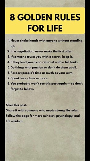 8 Golden Rules for Life Everyone Should Follow for Success and Respect #lifestrategies #intellective