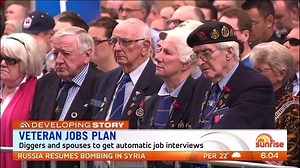 Diggers and their spouses are set to get automatic job interviews to any job they apply for under a proposed initiative from Soldier On. The plan aims to help returned service men and women return to civilian life. | Sunrise