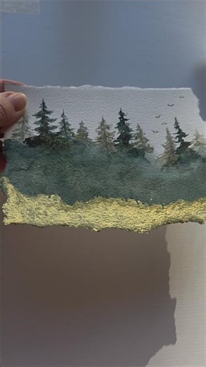 How to paint a magical Christmas card with a forest in watercolor