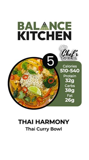 BALANCE KITCHEN on Instagram: "DM us to try this bowl today. Fresh delivery across the GTA. Most fast food meals look “easy”… until you compare what’s actually going into your body. Macros for Thai Harmony Bowl, rebuilt with clean, whole ingredients, Calories: 510 Protein: 32g Carbs: 38g Fats: 26g (from pure avocado oil only) Compare that to a “typical” Fast Food Meal Macros Calories: 1400+ Protein: ~40g Fat: ~65g Carbs: ~160g Price: under $15 but loaded with seed oils, additives, and hidden ing