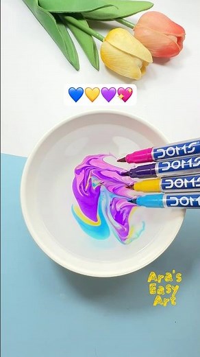 ⁠DIY Creative Art 💙💛💜💖 ‪@ArasEasyArt‬ #diy #colors #viral #ytshorts