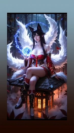 Graceful, deadly, and irresistibly enchanting — Ahri, the Nine-Tailed Fox, weaves magic and charm into every step. With a flick of her tails and a gleam in her eyes, she lures enemies in... and never lets them leave." #Ahri #LeagueOfLegends #NineTailedFox #MageAssassin #LoLChampion #ArcaneBeauty #SpiritRush | Rangoo Starr