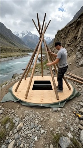 Building a Hidden Survival Bunker Beneath a Cone Hut