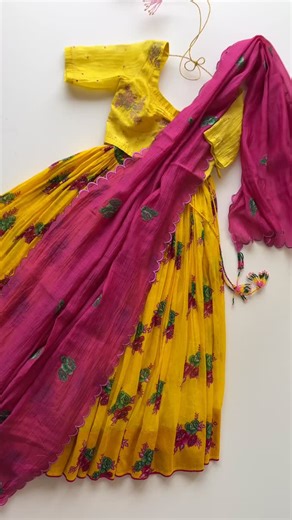 Nomad on Instagram: "The Ghunghati Choli and Ghagra handcrafted with kantha stitches, floral prints, and magenta lining, the Ghunghati Choli and Ghagra come alive with tie-ups and beaded latkans—perfect for twirls that carry the spirit of garba nights and diya-lit celebrations. Shop on www.diariesofnomad.com #ghagracholi #chaniyacholi #diariesofnomad #navratrioutfit"